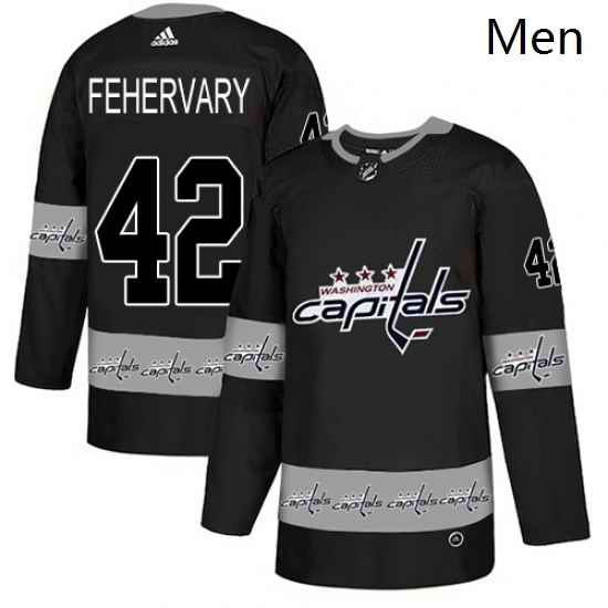 Mens Adidas Washington Capitals 42 Martin Fehervary Authentic Black Team Logo Fashion NHL Jersey